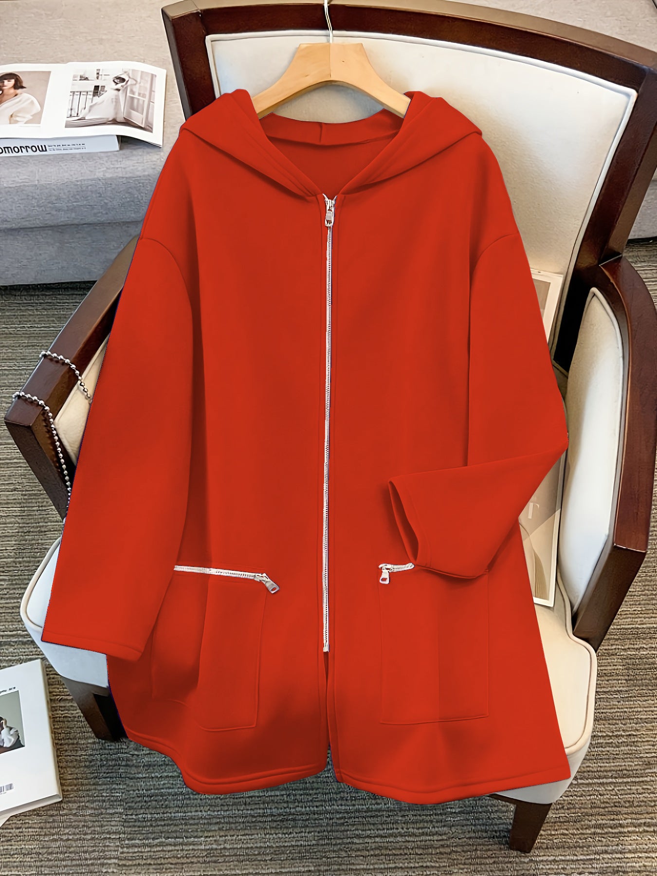Sudadera con capucha holgada de talla grande, retro-chic, casual y deportiva para otoño e invierno