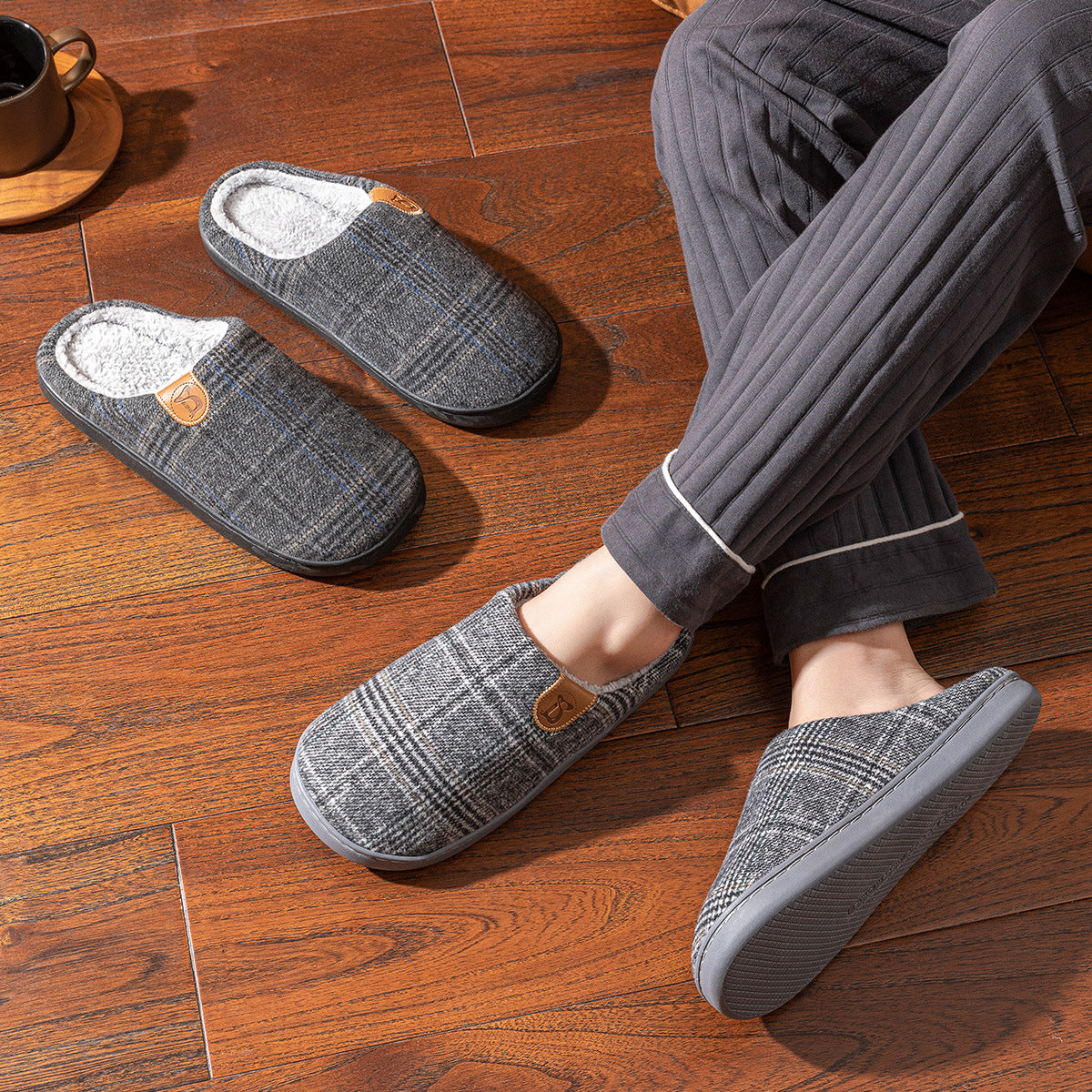 Chinelos de Algodão Masculinos Inverno Para Casa Internos