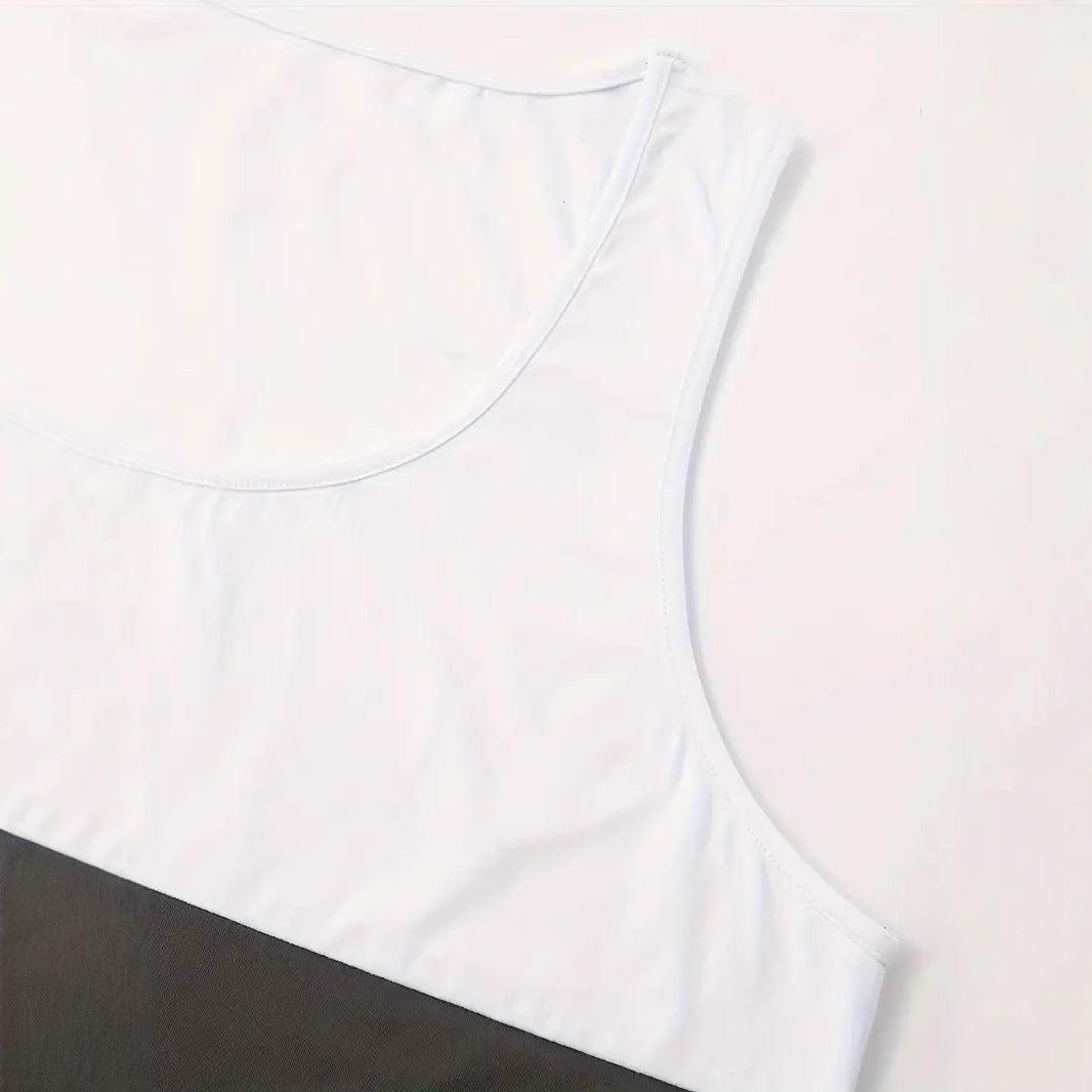 Men's Stitching Contrast Color Sports Fitness Loose Running Vest