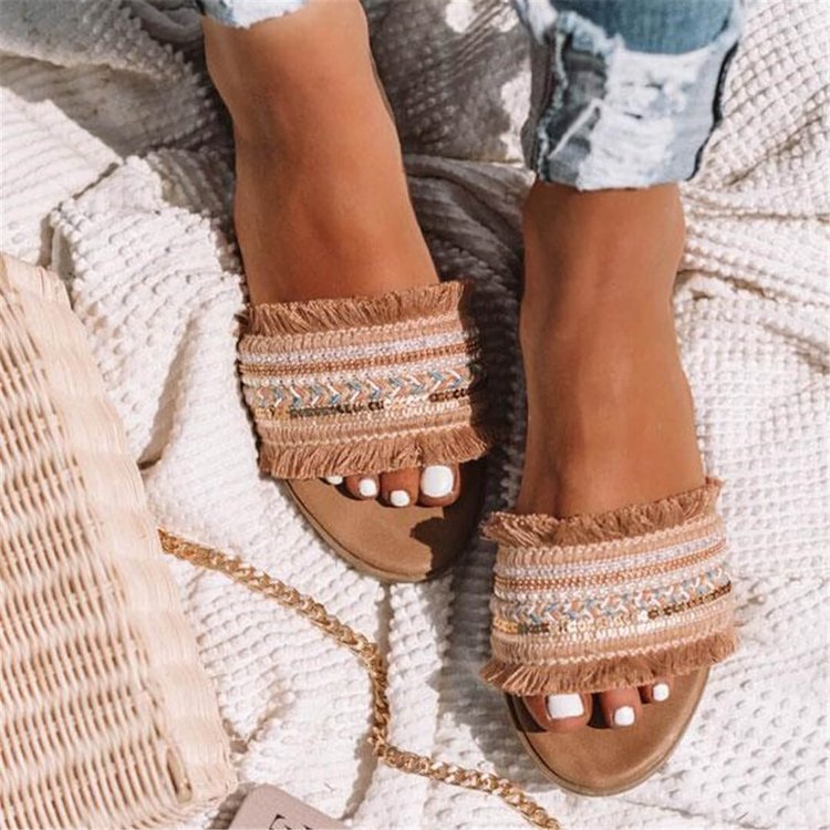 Women's Shoes Color Matching Flat Casual Slippers