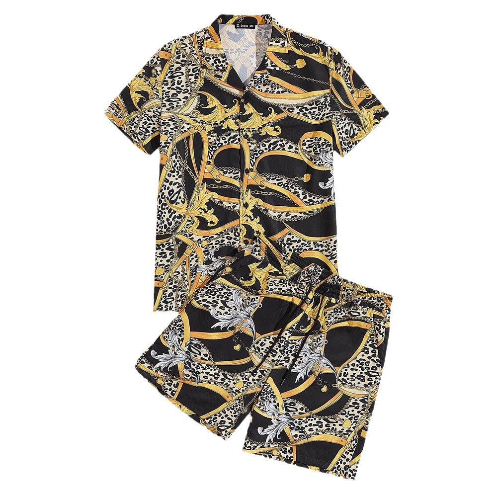 Traje corto de camisa hawaiana para hombre