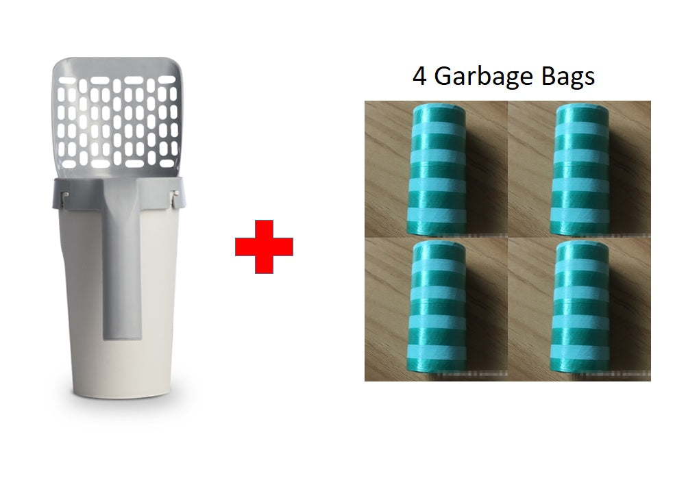 Denna integrerade spade för kattsand är designad för att göra rengöringen av kattlådan enklare och mer hygienisk.