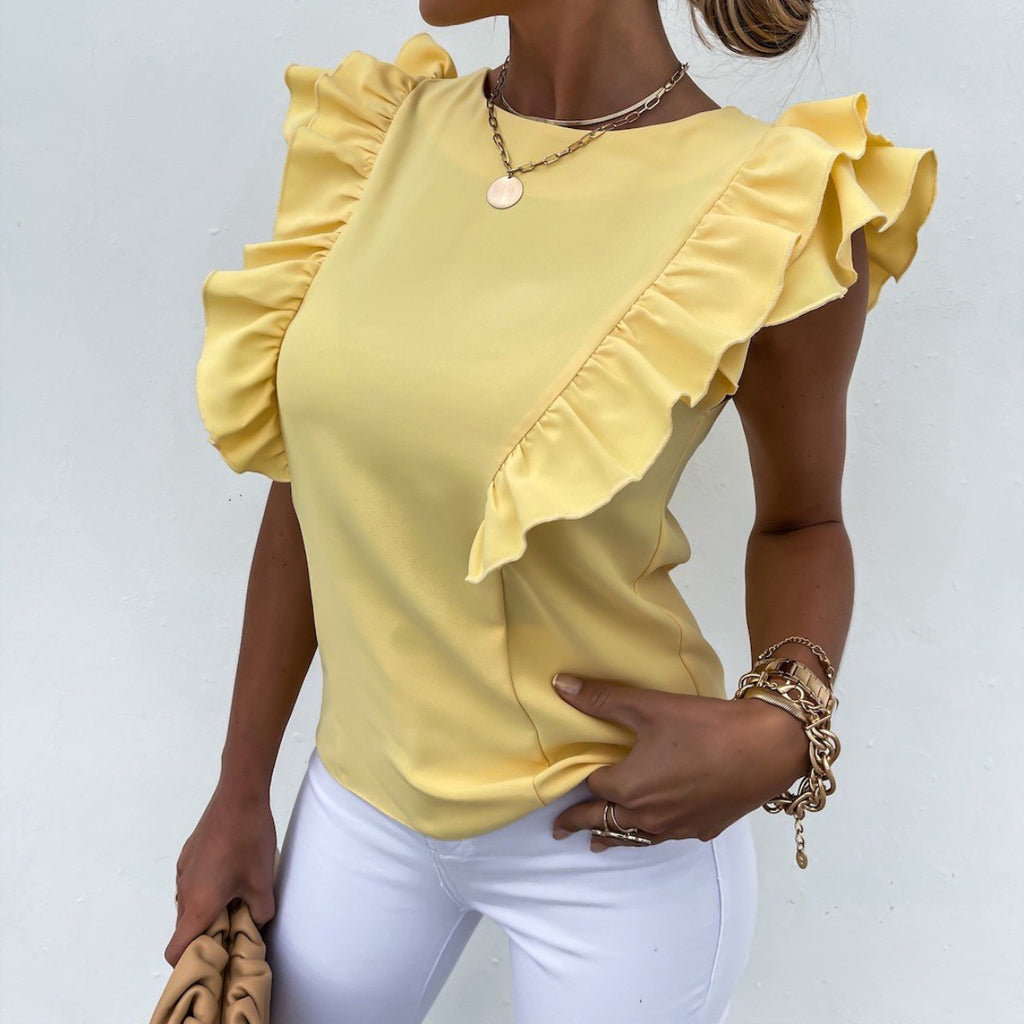 Camiseta de tirantes lisa para mujer con cuello redondo y sin mangas