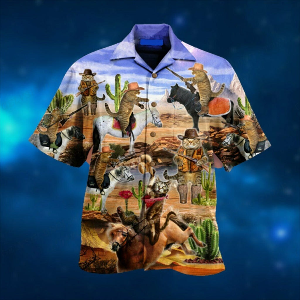 Camisa Casual De Verano Para Hombre Con Estampado De Autobús De Moda