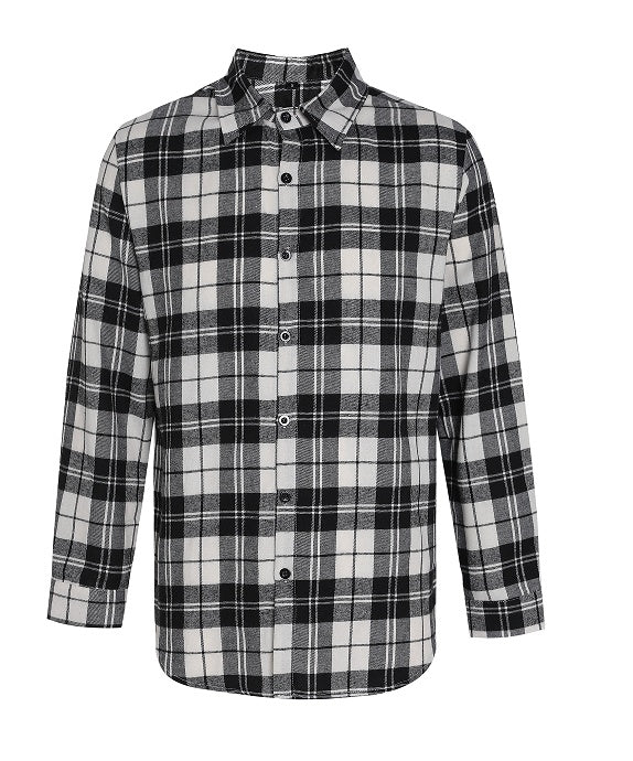 Camisa casual de manga larga a cuadros para hombre joven