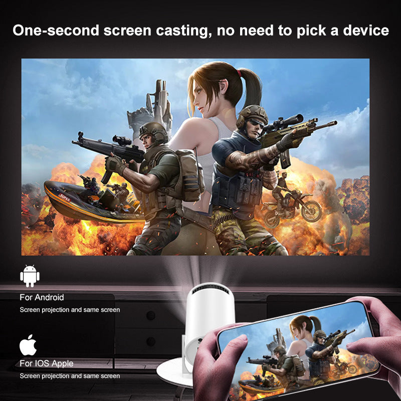 MINI trådlös bärbar HD-projektor med samma skärm för hemmabruk