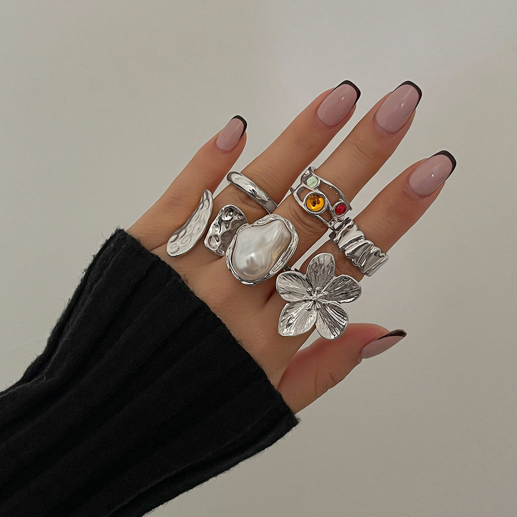 New Women's Liquid Lava Flower Open Ring