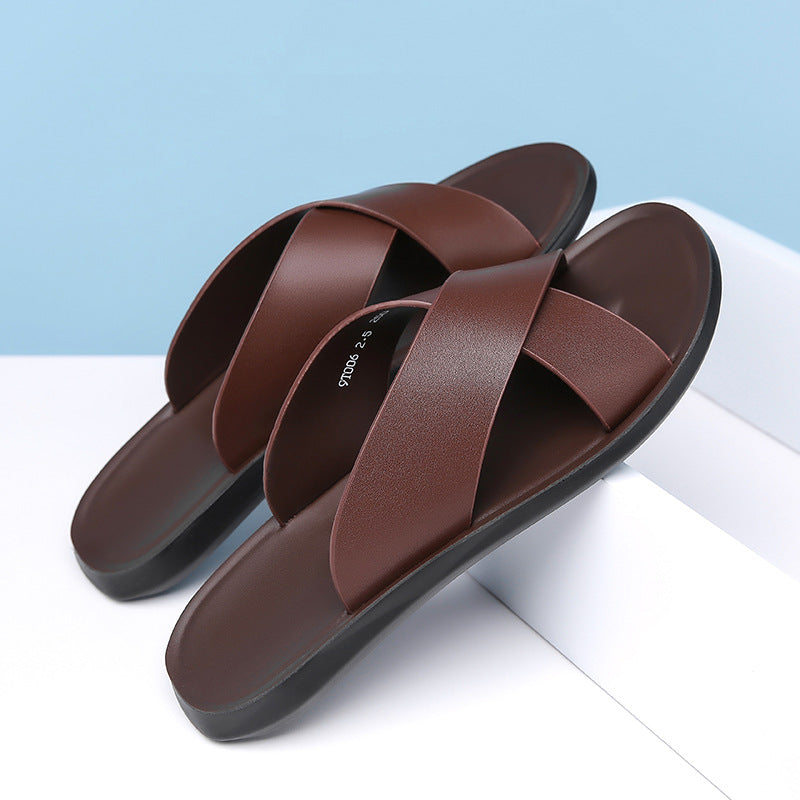 Sandalias Casuales de Verano de Cuero para Hombre
