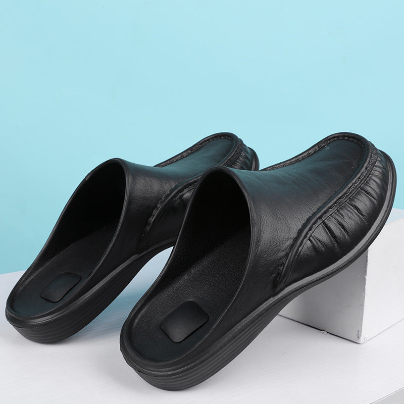 Herren-Slipper für den Sommer aus Leder, lässige Sandalen, rutschfeste neue Ledersandalen, große Größen, Strand- und Outdoorschuhe