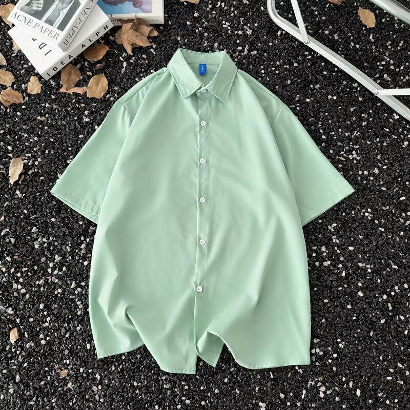 Summer Thin Section Traceless Half-sleeve Shirt Men's Korean Style