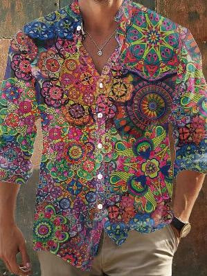Nueva camisa retro de manga larga para hombre