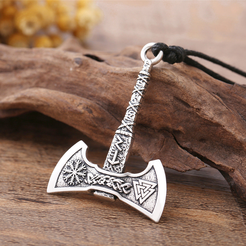 Retro Nordic Viking Odin Symbol Axe Pendant Men's Domineering Necklace