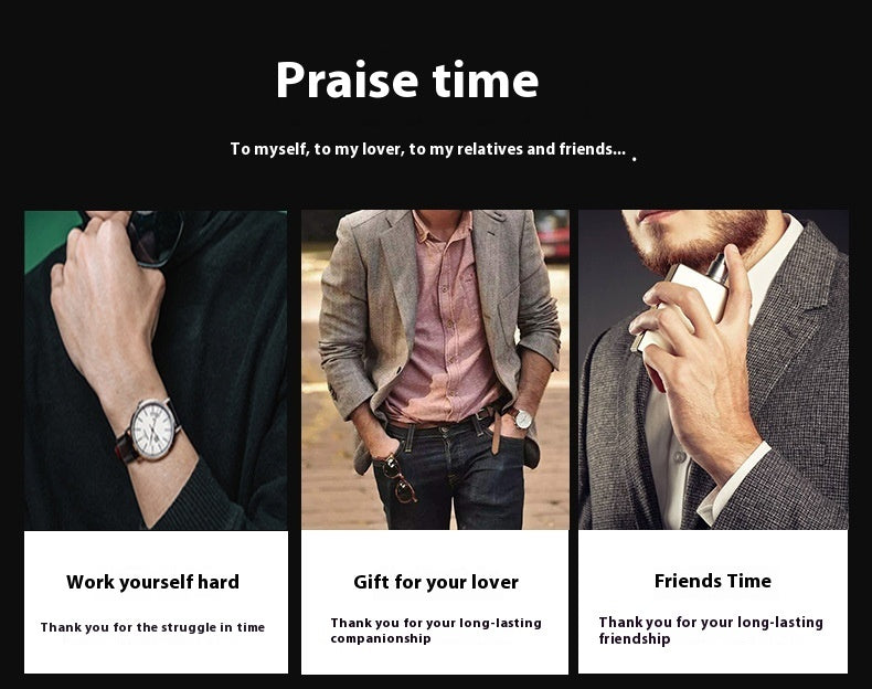 Presentset med klocka, slips, slipsnål och manschettknappar – affärsmässig och stilren design