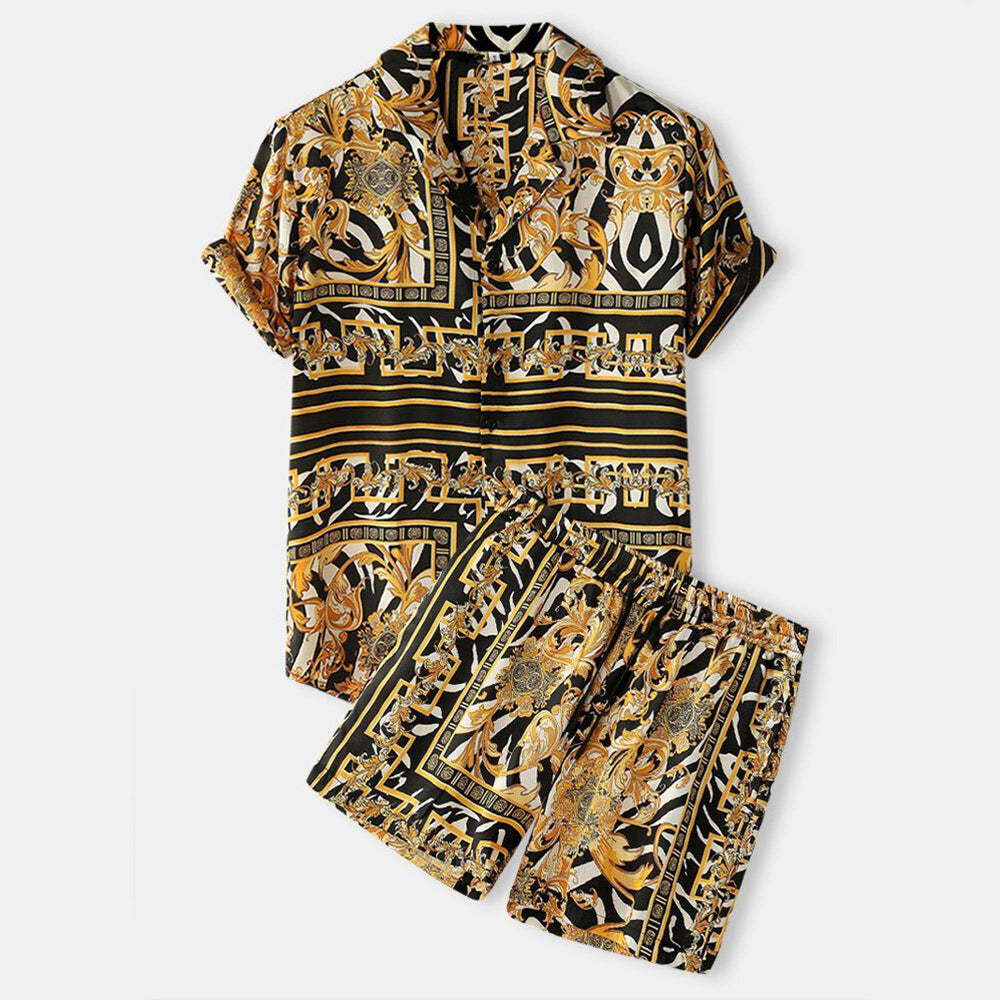 Traje corto de camisa hawaiana para hombre