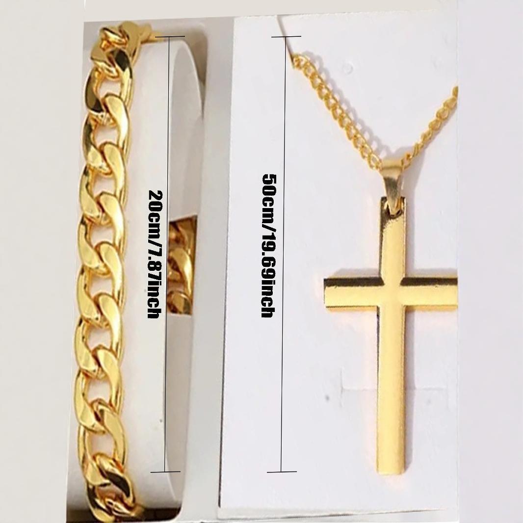 Herrset med affärs- och modeinspirerad design bestående av treögd kalenderklocka samt två matchande armband, varav ett med korsdetalj.