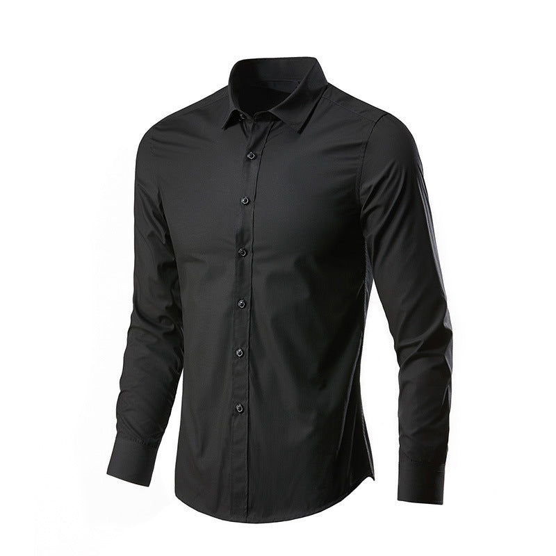 Camisa de traje casual versátil de color liso para hombre