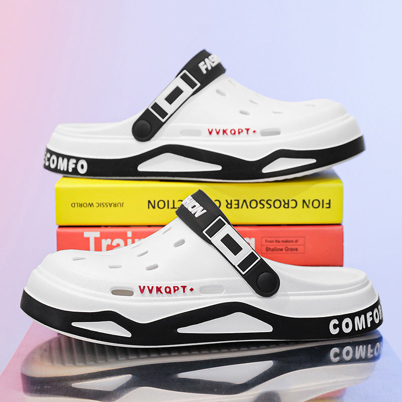 German
Sommer-Sandalen, atmungsaktiv, mit geschlossener Zehenpartie, Herren-Hausschuhe, doppelt nutzbare Strandschuhe