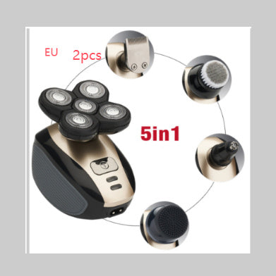 5 i 1 multifunktionell elektrisk rakapparat med 5 blad för män, rakat huvud, uppladdningsbar rakmaskin, skägg-, näs- och hårtrimmer