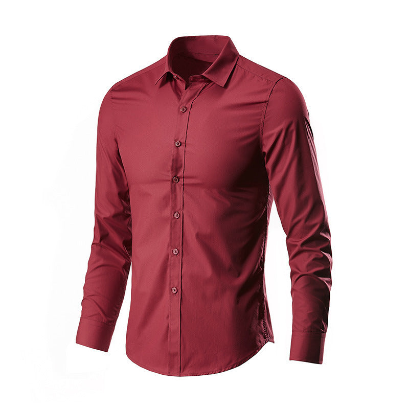 Camisa de traje casual versátil de color liso para hombre
