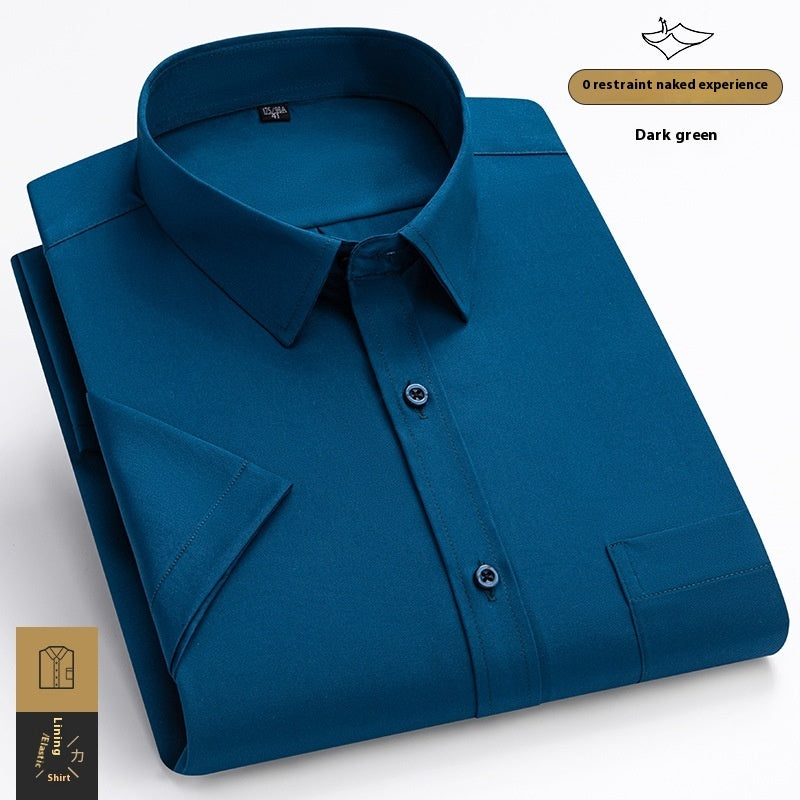 Camisa de manga corta para hombre de seda fría elástica y de moda