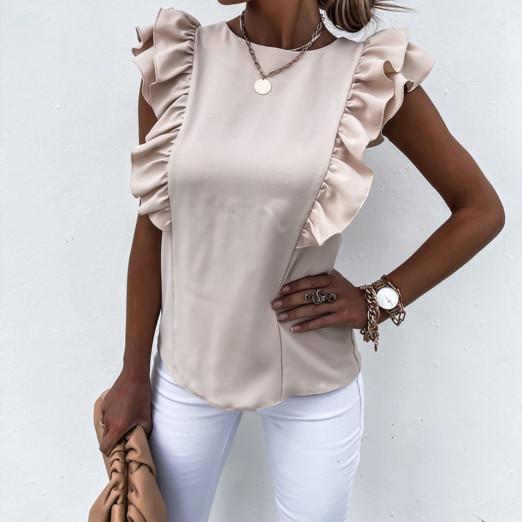 Camiseta de tirantes lisa para mujer con cuello redondo y sin mangas