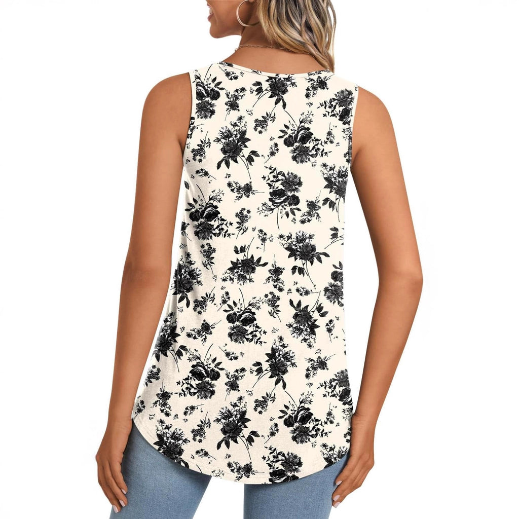 Camisa informal para mujer, manga larga, manga corta, estampado, cuello redondo, sin mangas
