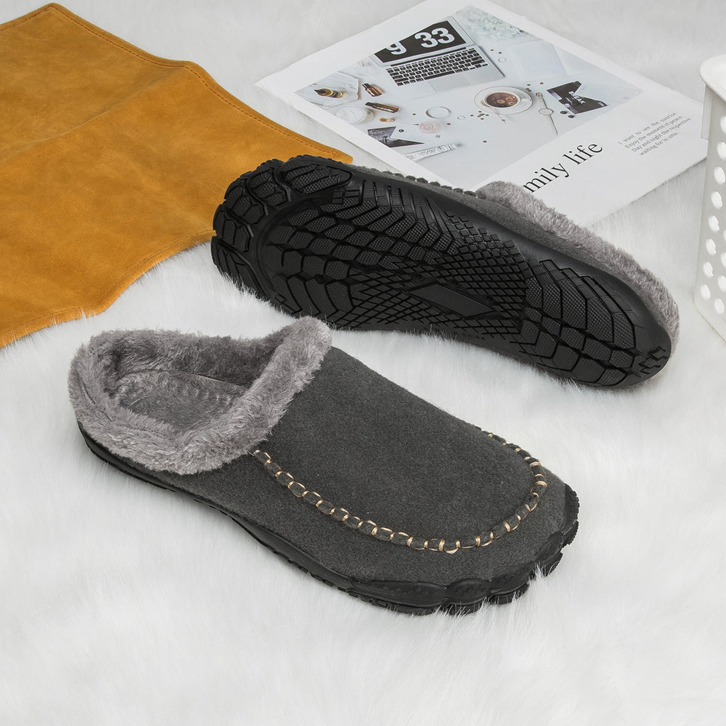 Herren Winterwarme Hausschuhe Leicht, Rutschfest, Kuschelig, Flauschige Winter-Hausschuhe, Weit geschnittene Indoor-/Outdoor-Schuhe