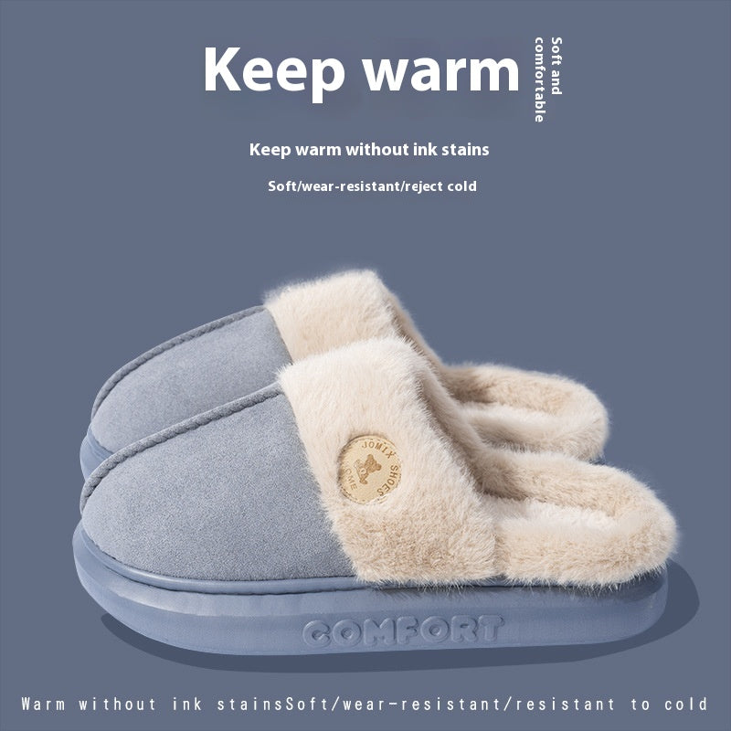 Nuevas pantuflas de felpa para mujer y hombre, cálidas para invierno, para casa, zapatos de interior de forro polar con suela gruesa