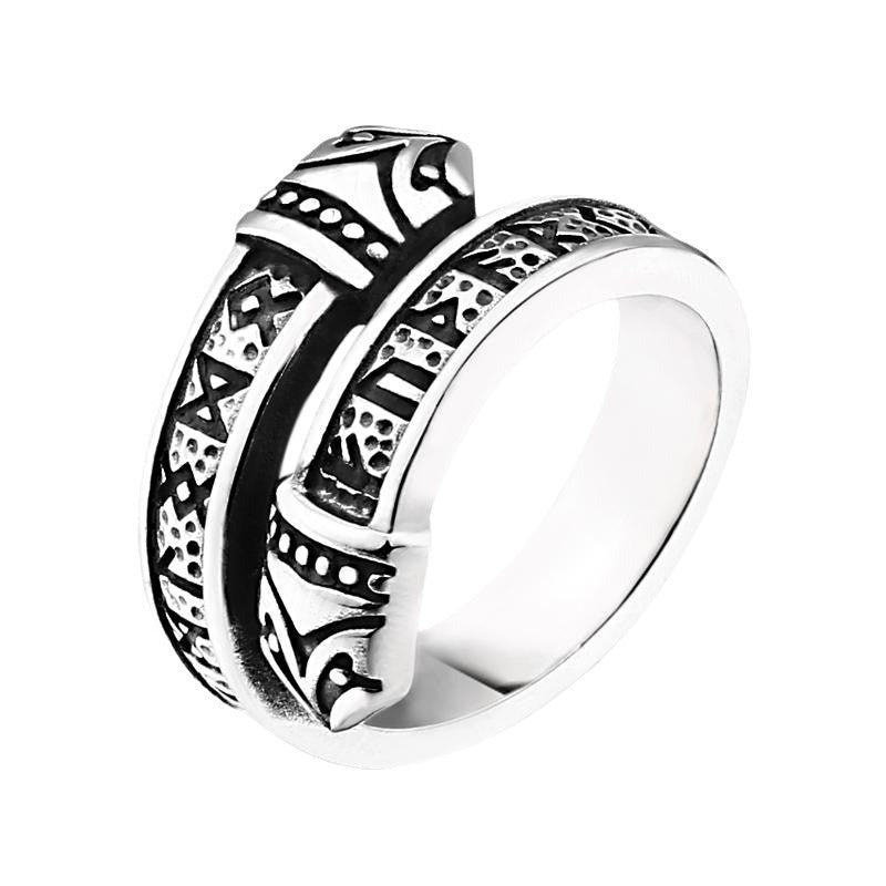 Viking Letter Minimalist Open Adjustable Titanium Steel Ring