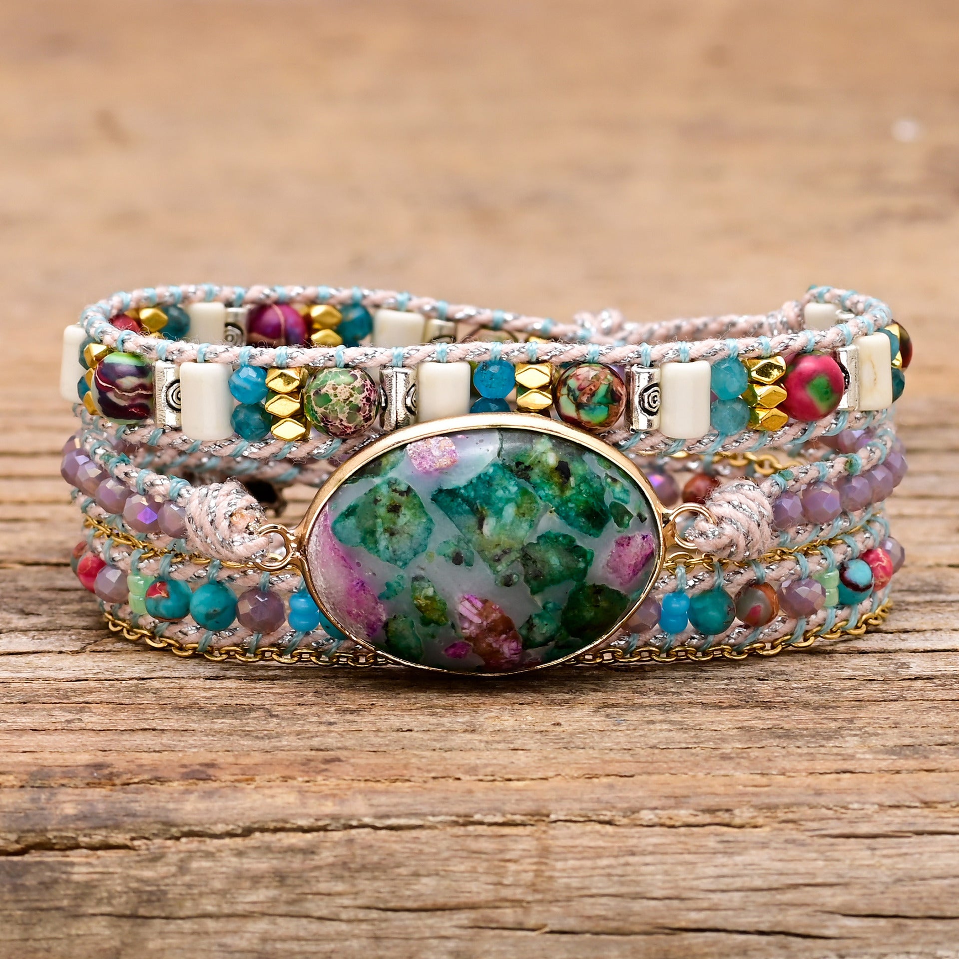 Women's Minimalist Color Blocked Stone Bead Bracelet