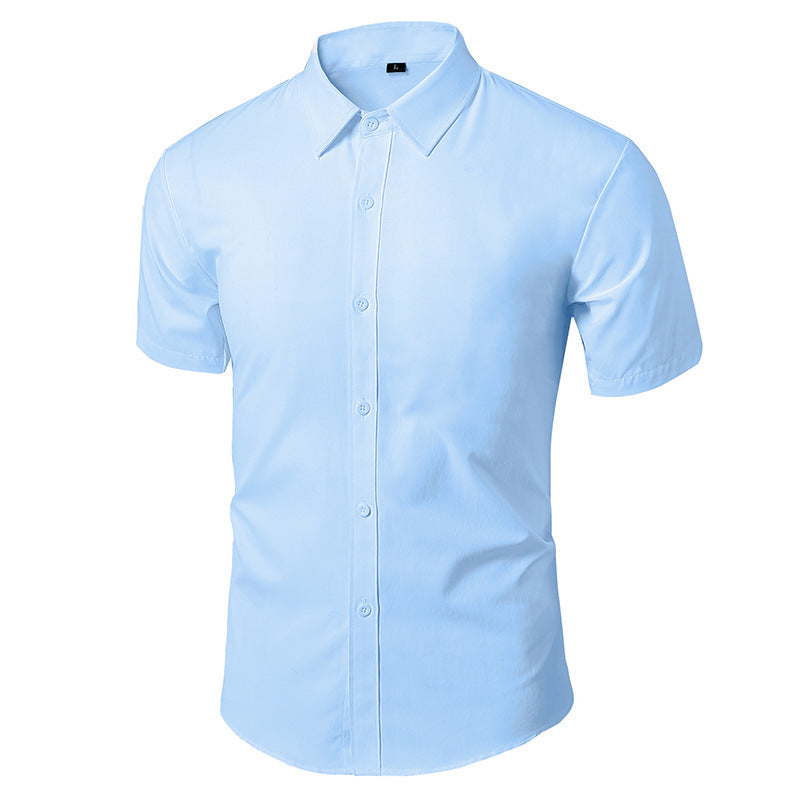 Camisa de traje casual versátil de color liso para hombre