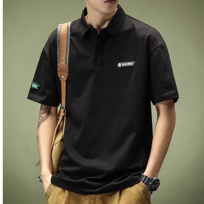 Lässiger Herren-Kurzarmanzug im amerikanischen Stil mit breitem, lockerem Reverskragen