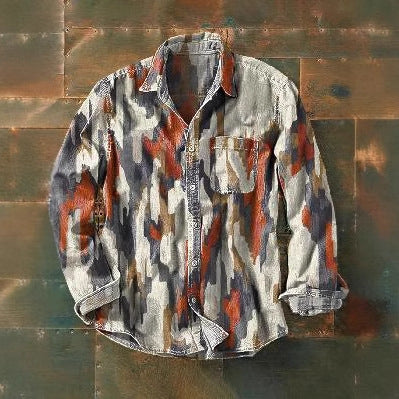 Nueva camisa retro de manga larga para hombre