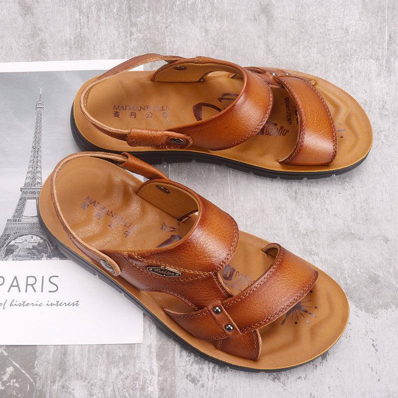 Zapatos de playa para hombre de piel de vacuno de primera capa, nuevo estilo de verano