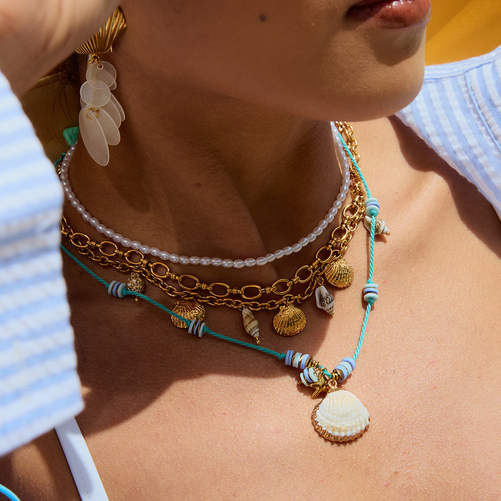 Titanium Steel Pearl Necklace Accessories Female Summer