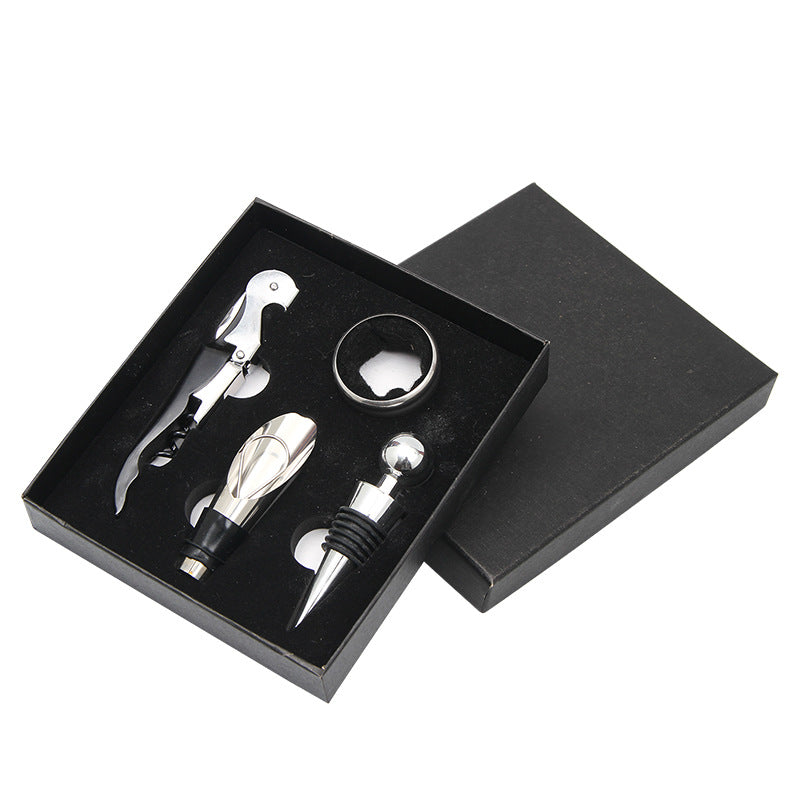 Set de sacacorchos rojo de cuatro piezas para vino