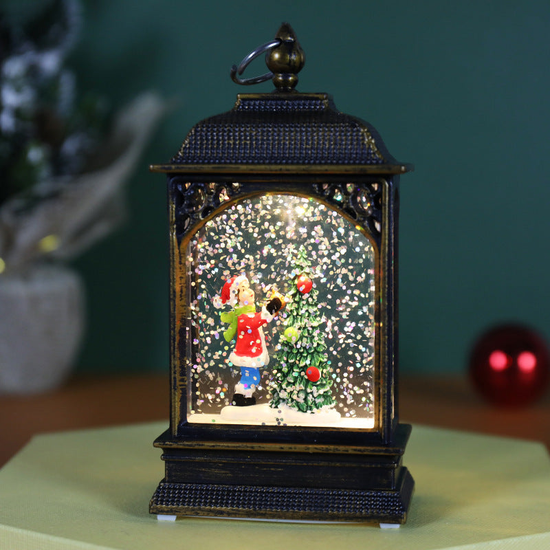 Juldekoration Lysande Vatteninjektion Platt Stormlykta Skrivbordsdekoration