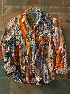 Nueva camisa retro de manga larga para hombre