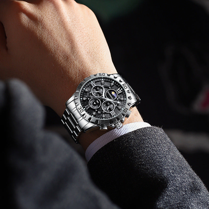 Automatisk Icke-mekanisk Klocka – Stålband, Vattentät Quartz Herrklocka