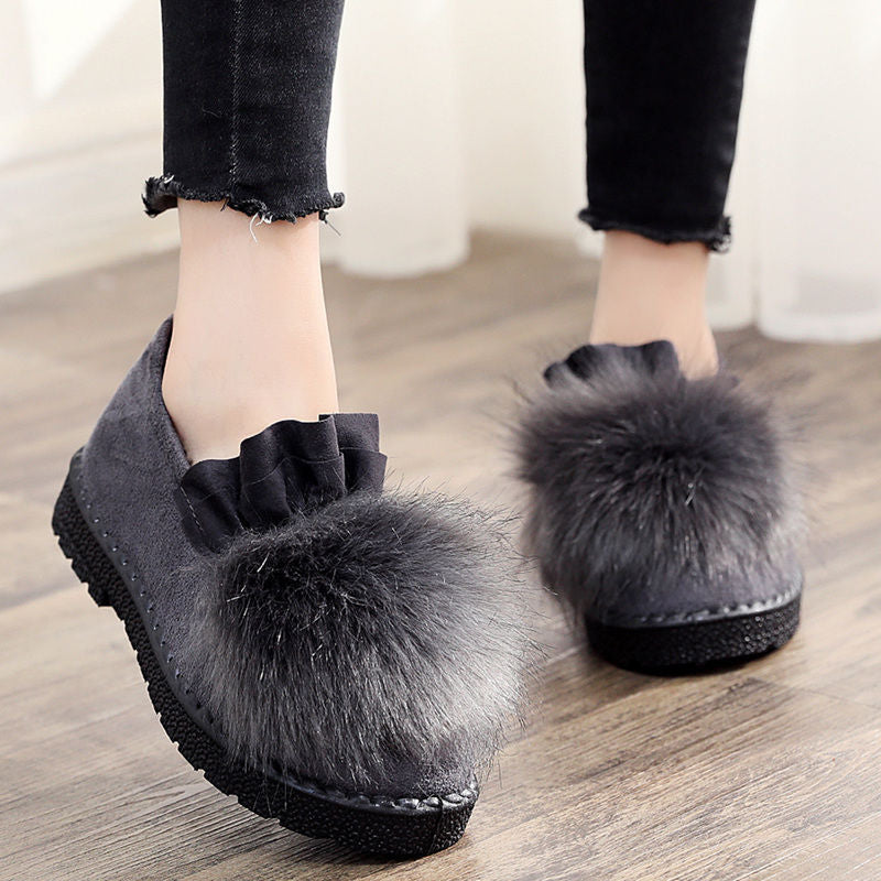 Zapatos de invierno tipo beanie para mujer de algodón y forro polar