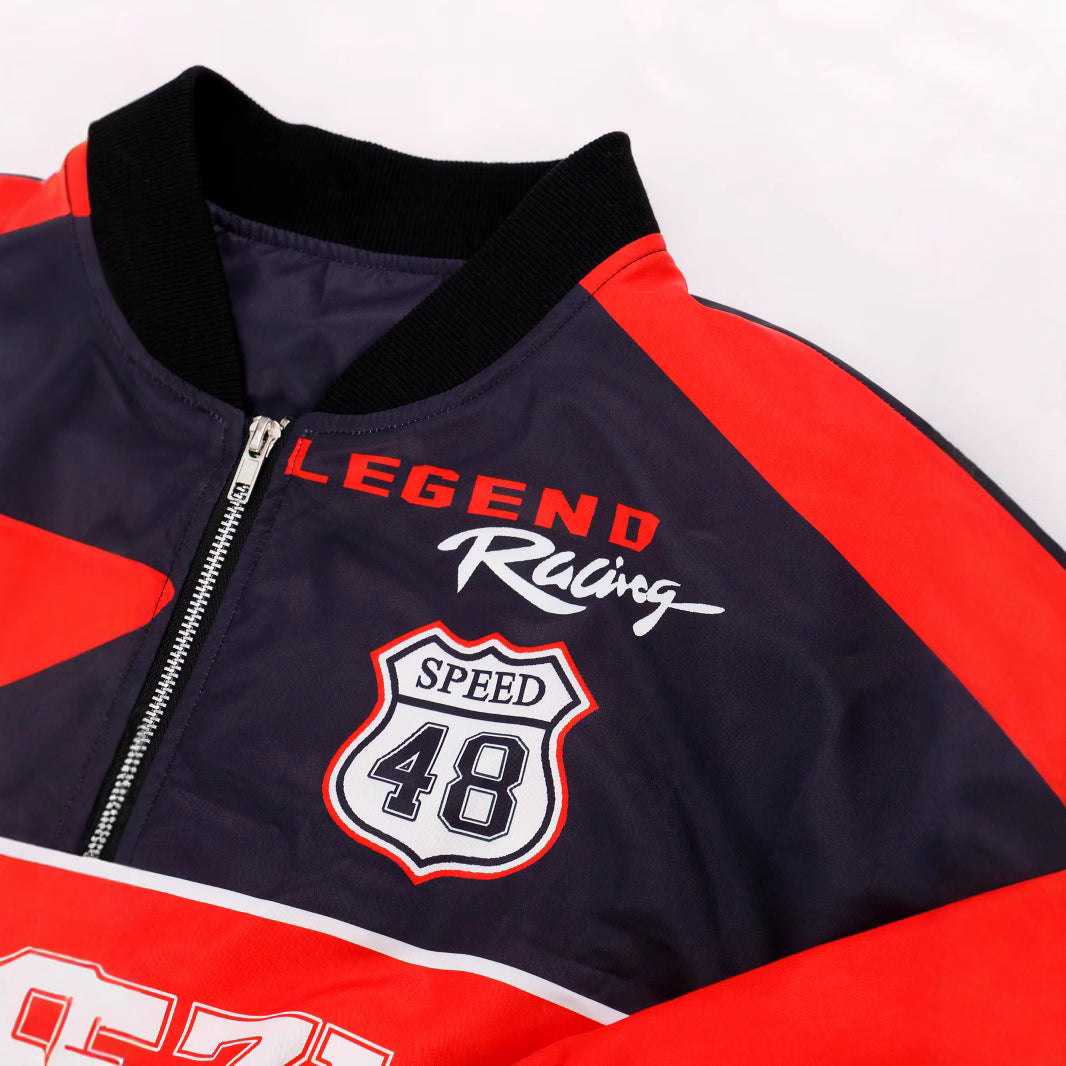 Women's Loose Fashion Short Letters Casual Zipper Jacket Coat