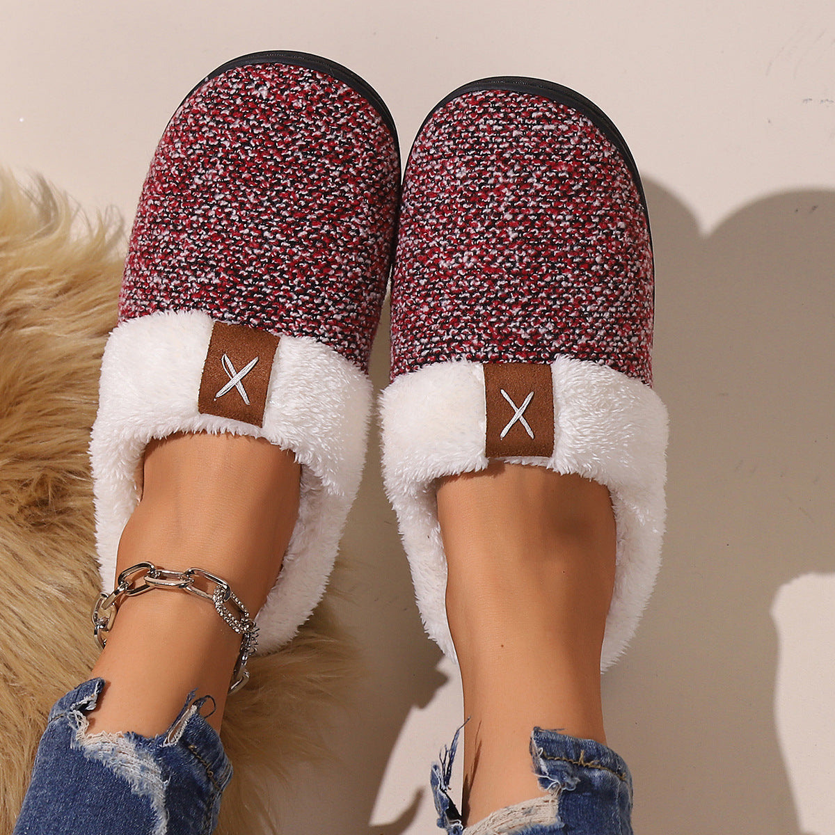 Pantuflas de peluche de invierno, moda, suela gruesa, cálidas, para mujer y hombre, zapatillas de casa para interior y dormitorio