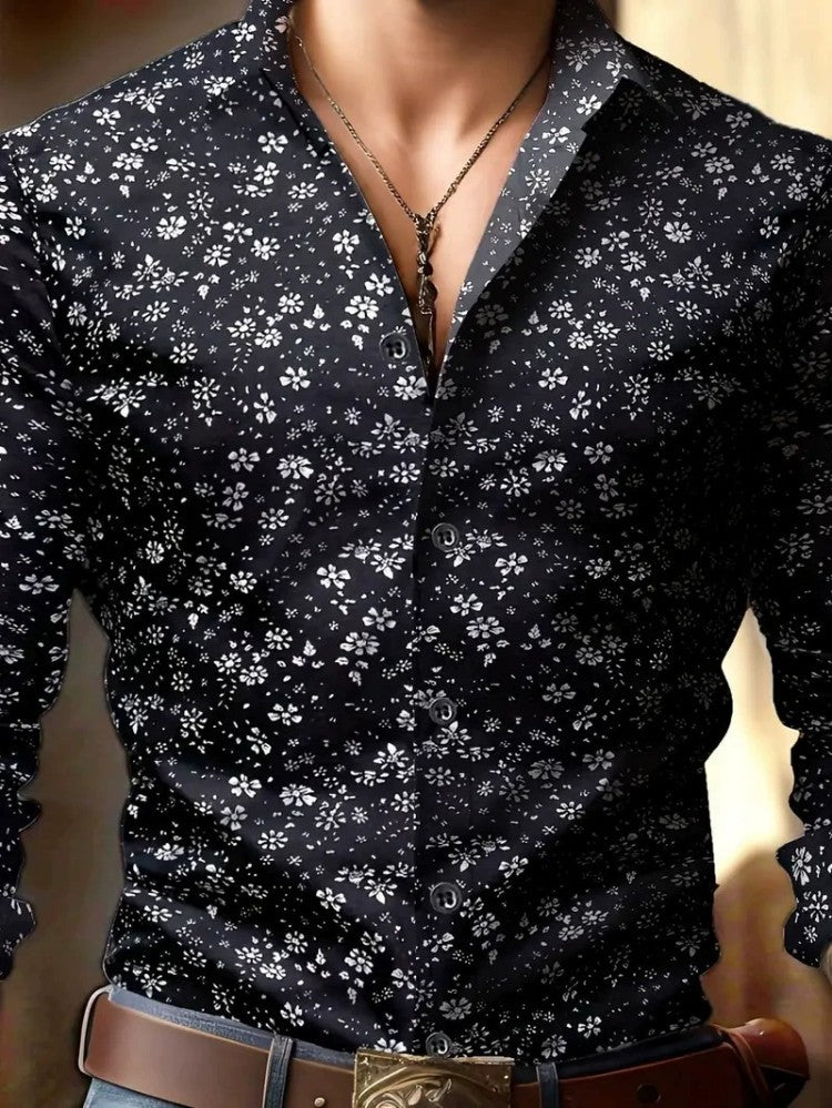 Camisa de manga larga 3D estampada para hombre, estilo casual y personalizado, tendencia europea y americana, para primavera y otoño