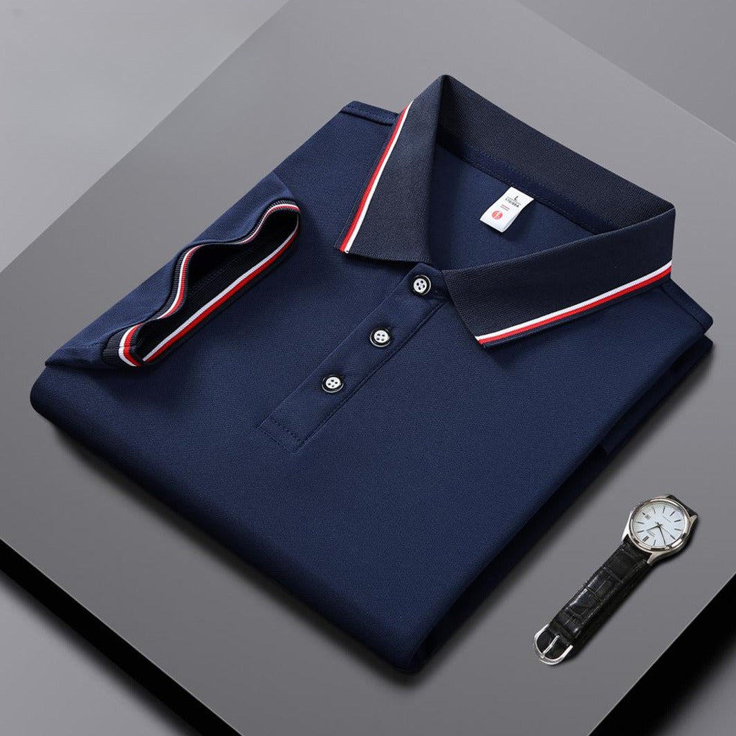 Fashion Is Ice Silk Lapel Short Sleeve Polo Shirt