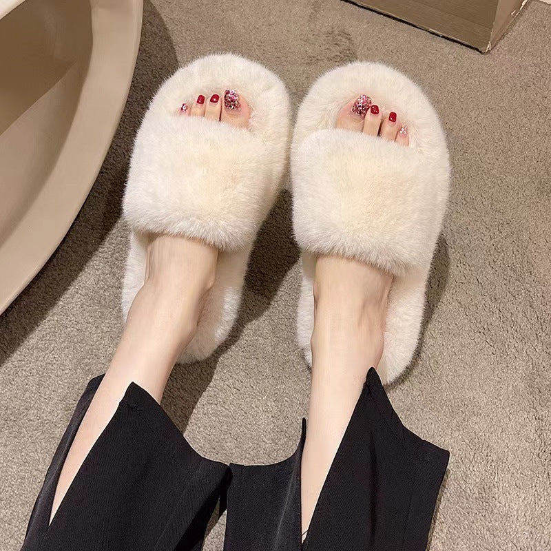 Nuevas pantuflas rizadas para mujer, moda estilo coreano