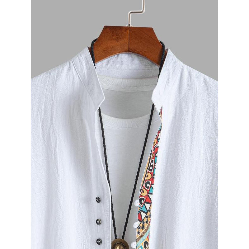 Camisa vintage de manga corta para hombre con estampado