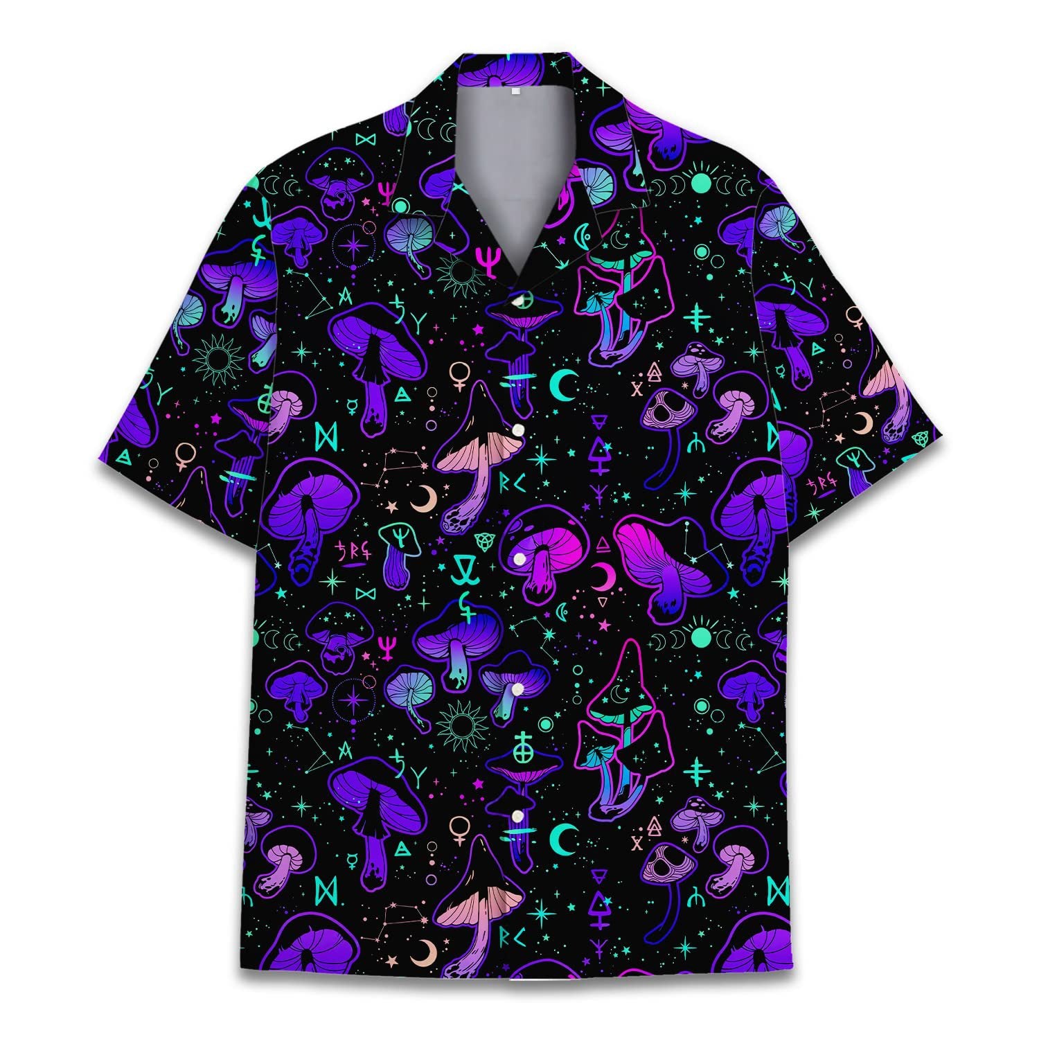 Camisa estampada de manga corta con solapas retro para hombre