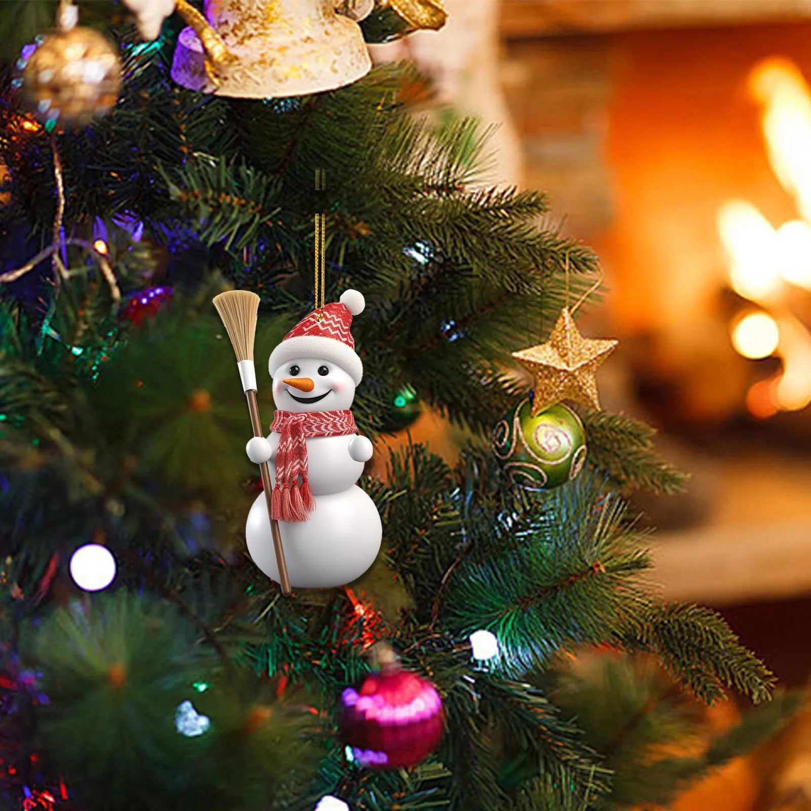 Juldekoration – Snögubbe i Akryl, Hängande Prydnad