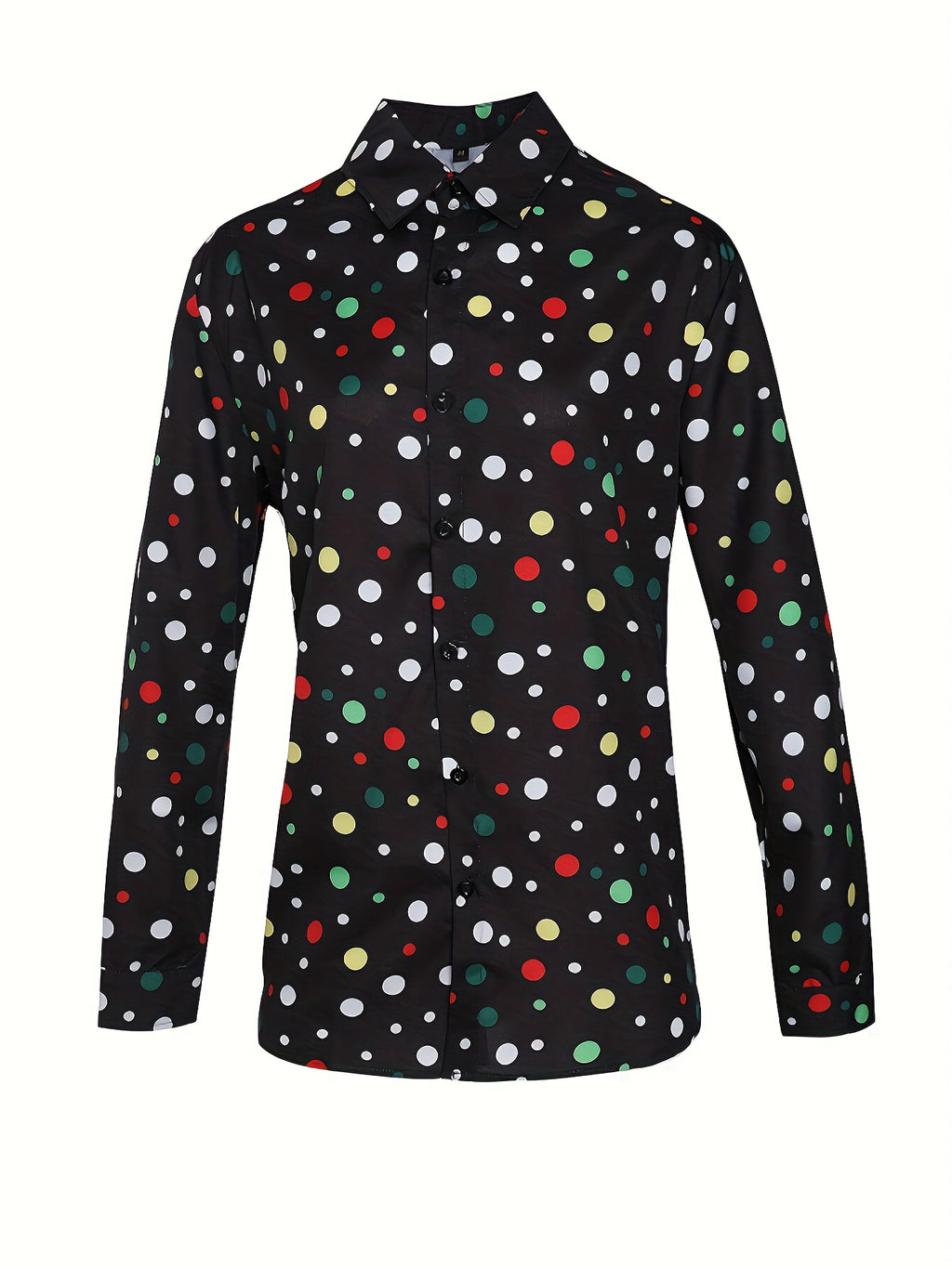 Une Chemise Décontractée Et Polyvalente À Manches Longues Avec Imprimés À Pois Pour Adolescents Et Hommes