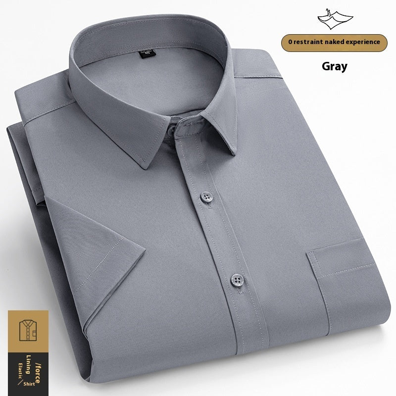 Camisa de manga corta para hombre de seda fría elástica y de moda